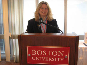 Noreen Grice speaking at BU award ceremony