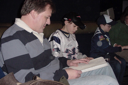 Visitors touch star patterns