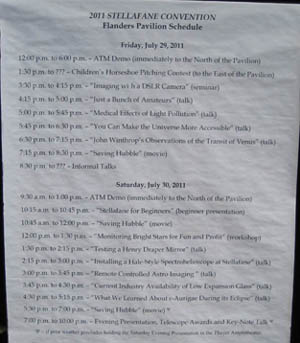 Presentation Schedule at Stellafane